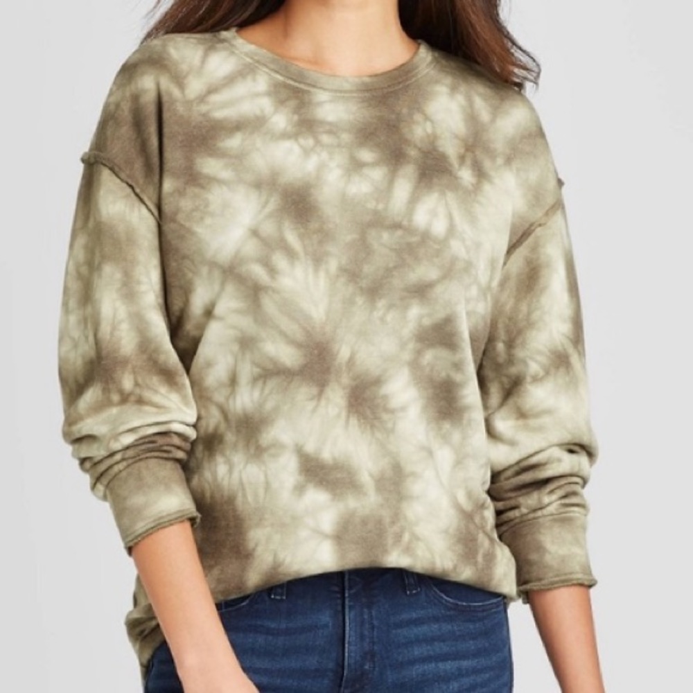 NEW green tie dye ruffle sweatshirt XXL - Picture 1 of 8